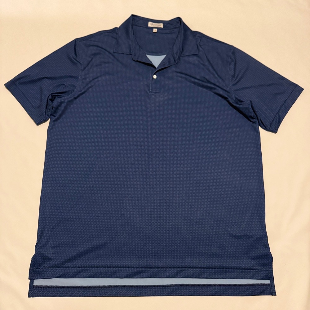 Peter Millar Polo Shirt Mens XL Navy Blue Summer Comfort Geometric MS21EK14S